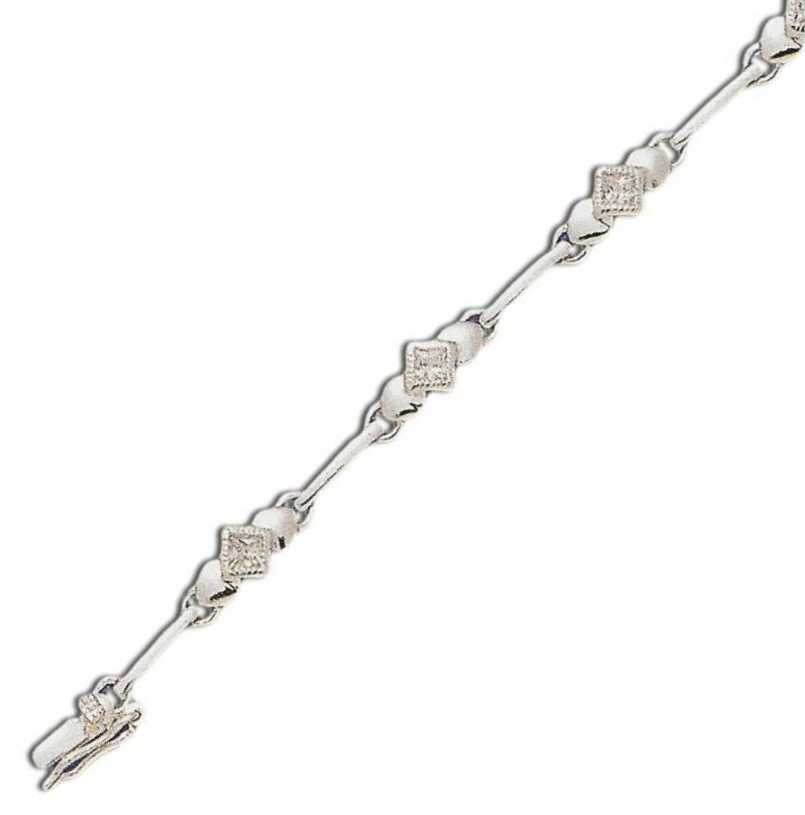 
Bar Link Pricess-cut 3 mm Cubic Zirconia Silver Bracelet
