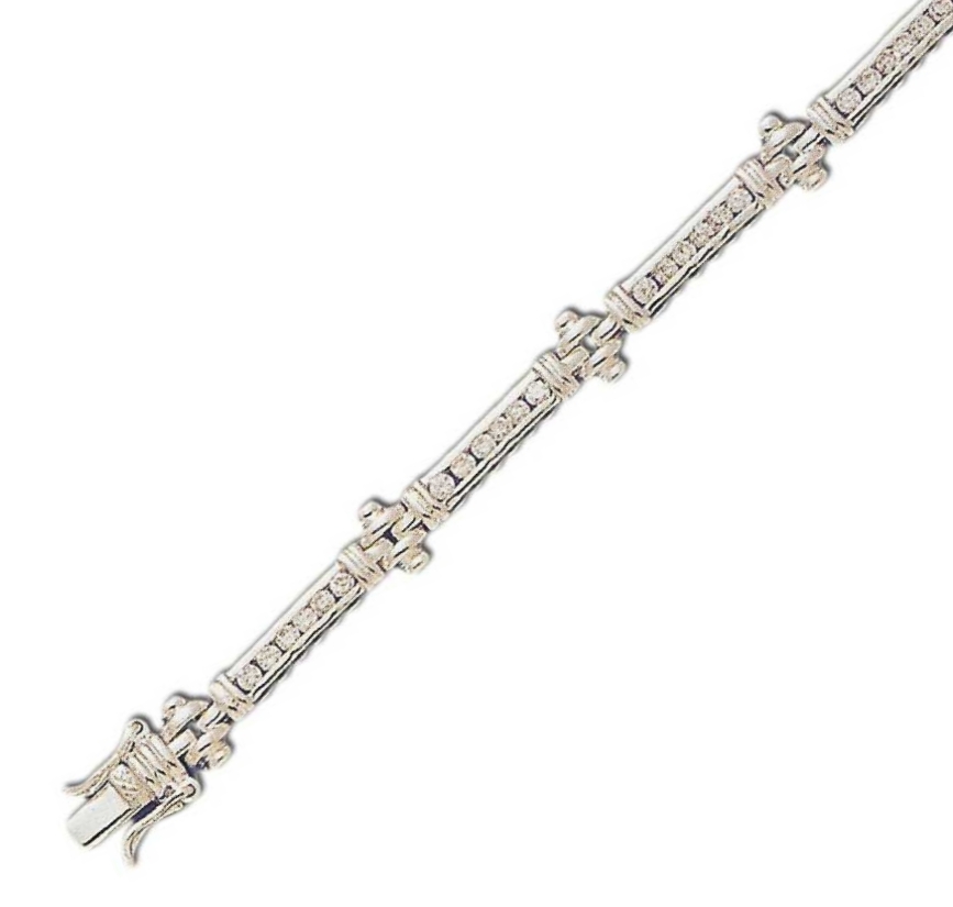 
Modern Channel Set Link Round 2 mm Cubic Zirconia Silver Bracelet
