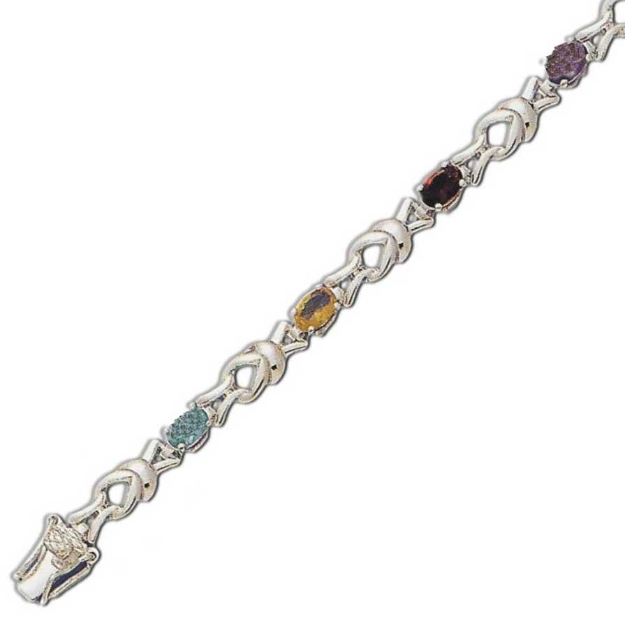 
Stylish Multi-Gem Oval 6x4 mm Cubic Zirconia Silver Bracelet
