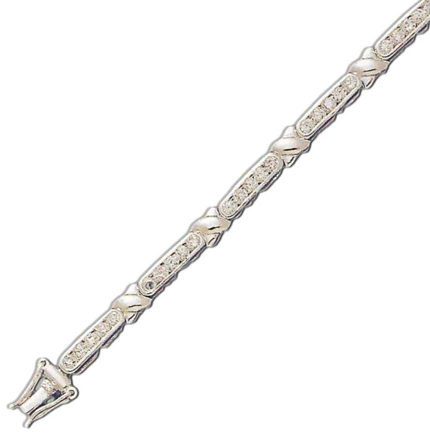 
Channel Set X Design Round 2.5 mm Cubic Zirconia Silver Bracelet
