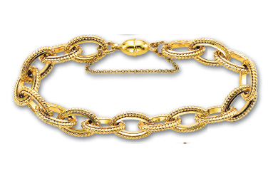 
14k Yellow Faceted Oval Rolo Bracelet - 7.5 Inch
