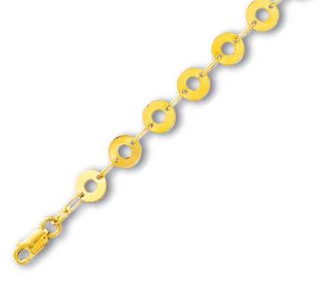 
14k Yellow Circle Station Anklet - 10 Inch
