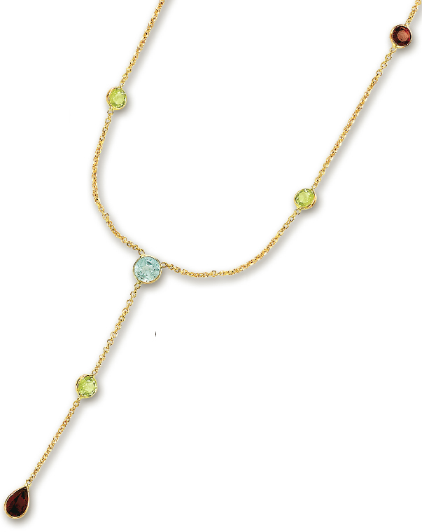 
14k Yellow Besel Set Y Gemstone Necklace - 17 Inch
