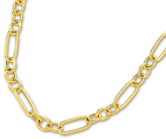 
14k Yellow Elegant Oval Link Design Necklace - 18 Inch
