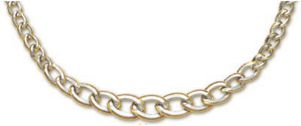 
14k Two-Tone Elegant Overlap Link Necklace - 17 Inch
