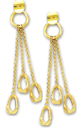 
14k Yellow Fashionable Triple Drop Earrings
