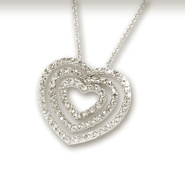 
14k White Sparkle-Cut Bold Heart Necklace - 18 Inch
