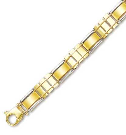 
14k Two-Tone Mens Fancy Link Bracelet - 8.5 Inch
