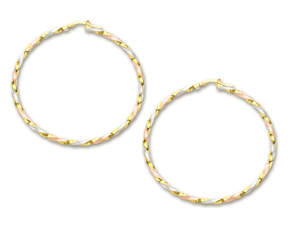 
14k Tricolor Spectacular Large Hoop Earrings
