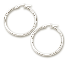 
14k White Shiny Light Weight Hoop Earrings
