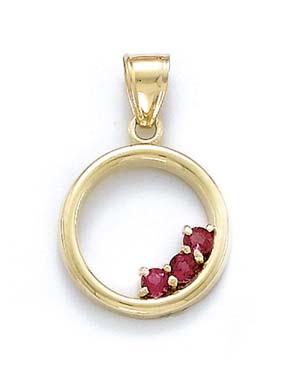 
14k Yellow Gold Circle Pink Topaz Pendant
