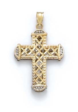 
14k Two-Tone Gold Gallery Cross Pendant
