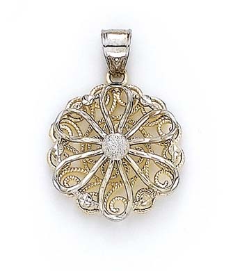 
14k Two-Tone Gold Two-Toneier Filigree Flower Pendant
