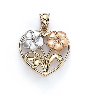 
14k Tricolor Gold Plumeria Pendant
