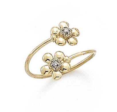 
14k Yellow Gold Diamond Accent Double Daisy Toe Ring
