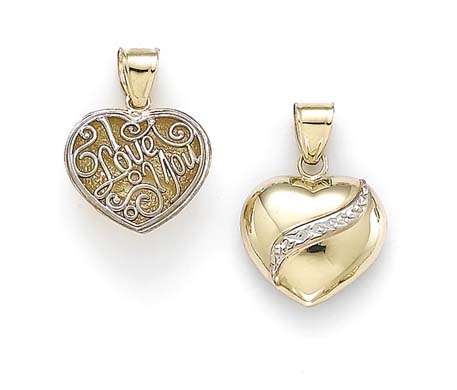 
14k Two-Tone Gold I Love You Heart Sparkle-Cut Pendant
