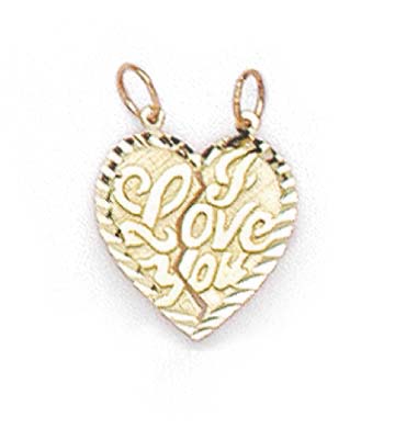 
14k Yellow Gold Break-Apart I Love You Heart Pendant
