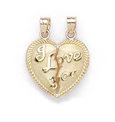 
14k Yellow Gold Break-Apart I Love You Pendant
