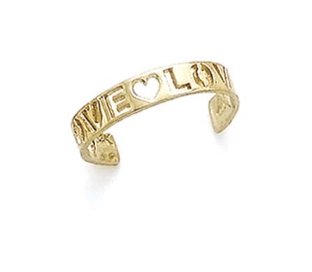 
14k Yellow Gold Cutout Love Toe Ring
