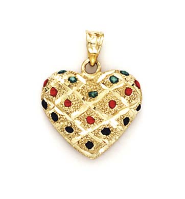 
14k Yellow Gold Medium Enamel Heart Pendant
