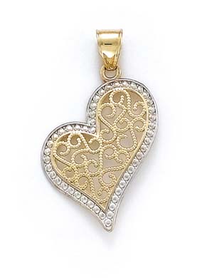 
14k Two-Tone Gold Freeform Heart Pendant
