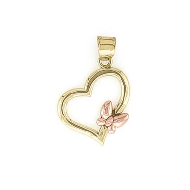 
14k Two-Tone Gold Heart Butterfly Pendant
