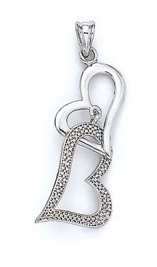 
14k White Gold Dangle Heart Pendant
