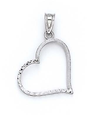 
14k White Gold Double Side Sparkle-Cut Heart Pendant
