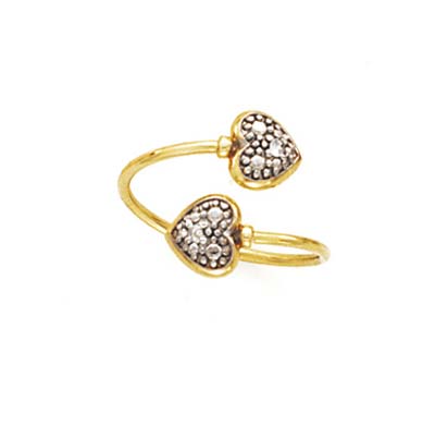 
14k Two-Tone Gold Diamond Double Hearts Toe Ring
