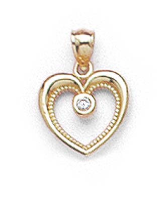 
14k Yellow Gold Outline Heart Cubic Zirconia Pendant
