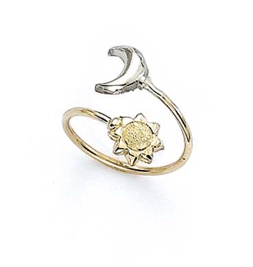 
14k Two-Tone Gold Moon Sun Toe Ring
