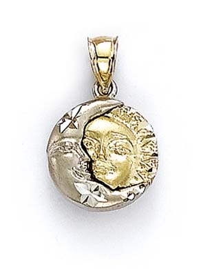 
14k Two-Tone Gold Small Two-Tone Moon Sun Pendant
