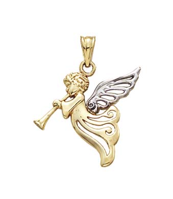 
14k Two-Tone Gold Angel Trumpet Pendant
