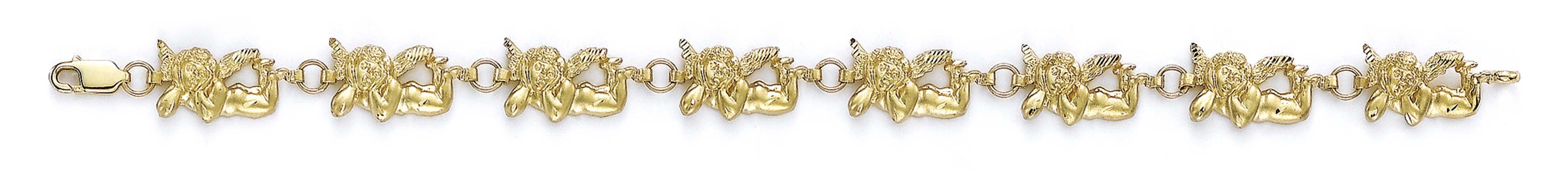 
14k Yellow Gold Lying Cherubs Bracelet - 7.25 Inch
