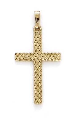 
14k Yellow Gold Hollow Mesh Cross Pendant
