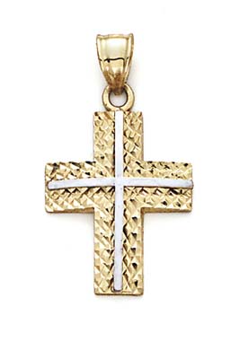 
14k Two-Tone X Sparkle-Cut Cross Pendant
