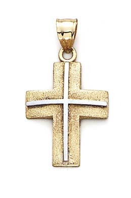 
14k Two-Tone Gold Laser Cross Pendant
