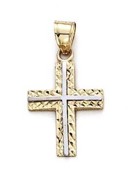 
14k Two-Tone Gold X Sparkle-Cut Cross Pendant
