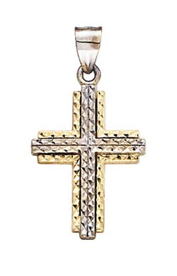 
14k Two-Tone Gold Full Sparkle-Cut X Cross Pendant
