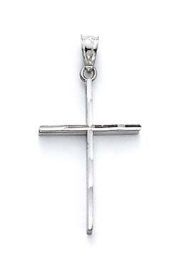 
14k White Gold Large Stick Cross Pendant
