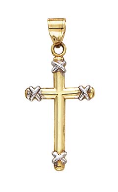 
14k Two-Tone Gold Cross Rhodium Pendant
