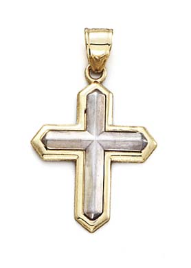 
14k Two-Tone Gold Medium Cross Pendant
