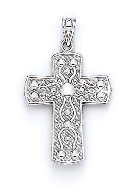 
14k White Gold Cross Prayer Pendant
