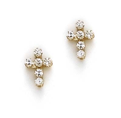 
14k Cross Cubic Zirconia Earrings
