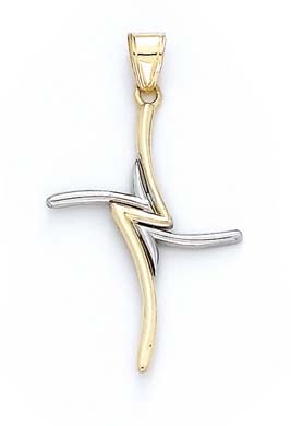 
14k Two-Tone Gold Modern Style Cross Pendant
