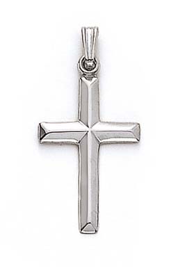 
14k White Hollow Cross Pendant
