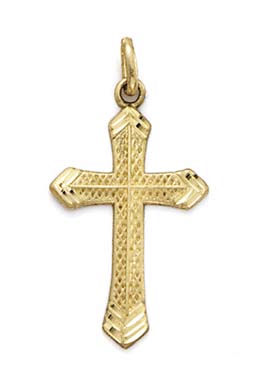 
14k Yellow Gold Chevron Tip Mesh Cross Pendant
