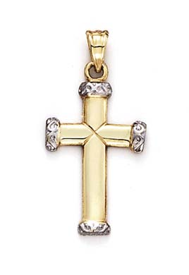 
14k Two-Tone Gold Cross Etruscan End Pendant
