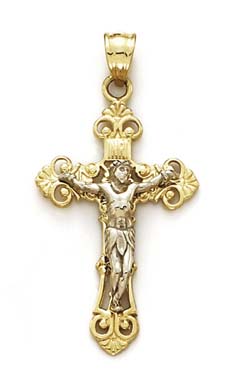 
14k Two-Tone Gold Filigree Cross Pendant
