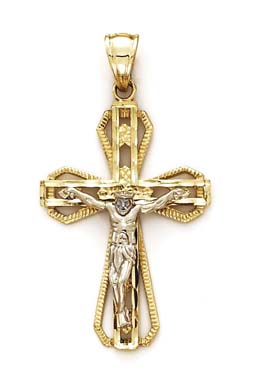 
14k Two-Tone Gold Cross Arrow Style Pendant
